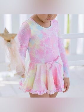 Cheeky Plum Farrah Leotard in Rainbow Brite Tie-Dye Long Sleeve Ballet Dance 5T